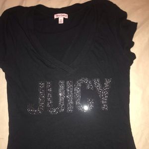 Juicy couture embellished black v-neck tee